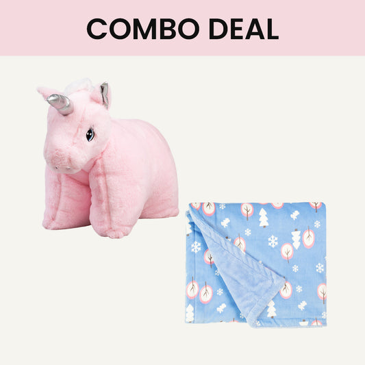 Unicorn Cushion + Blankets